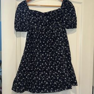 Maeve Lillianne Eyelet Black and White Floral Babydoll Dress by Athropologie